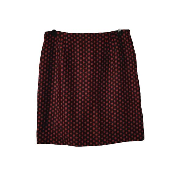 Talbots Black & Red Polka-dot Wool Blend Lined Skirt Size 8 Petite - Picture 2 of 8